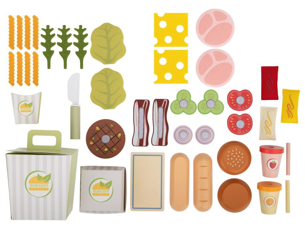 Set de jeu : burger et frites ou à gâteaux ou à salade