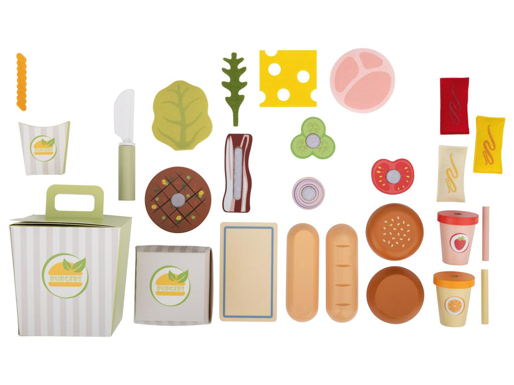 Set de jeu : burger et frites ou à gâteaux ou à salade