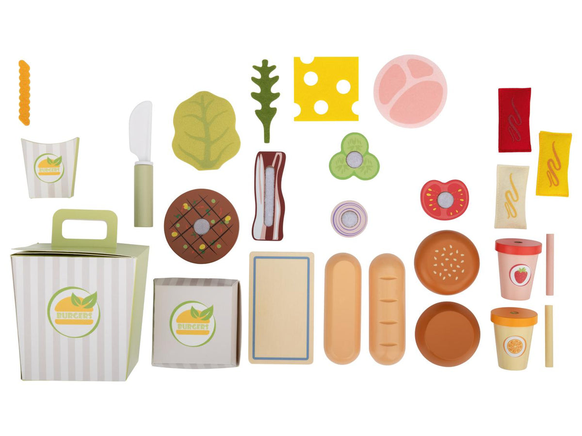 Set de jeu : burger et frites ou à gâteaux ou à salade