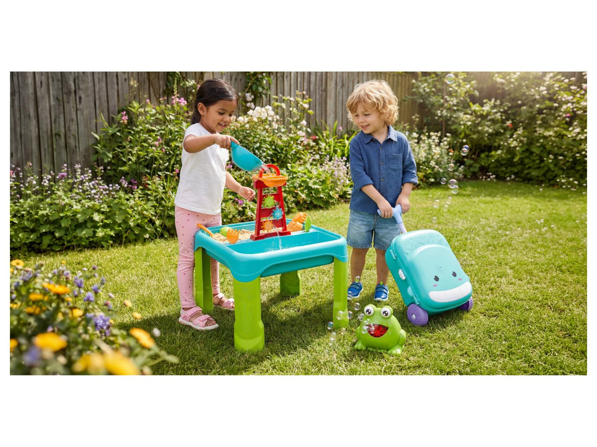 Valise à roulettes avec jouets de plage