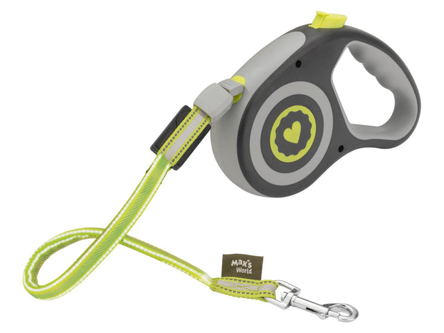 Laisse pour chien enrouleur à LED vert ou jaune