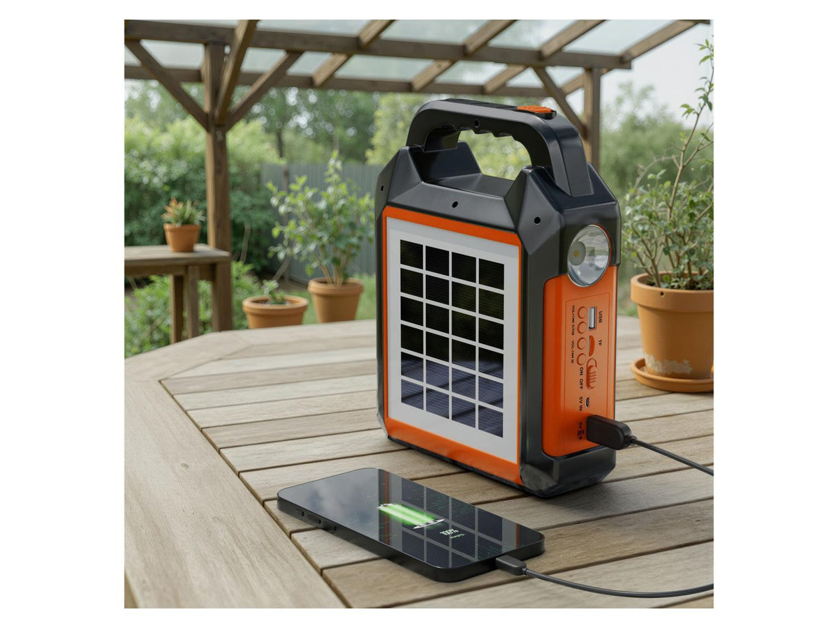 Lampe solaire multifonctions avec enceinte et batterie portative