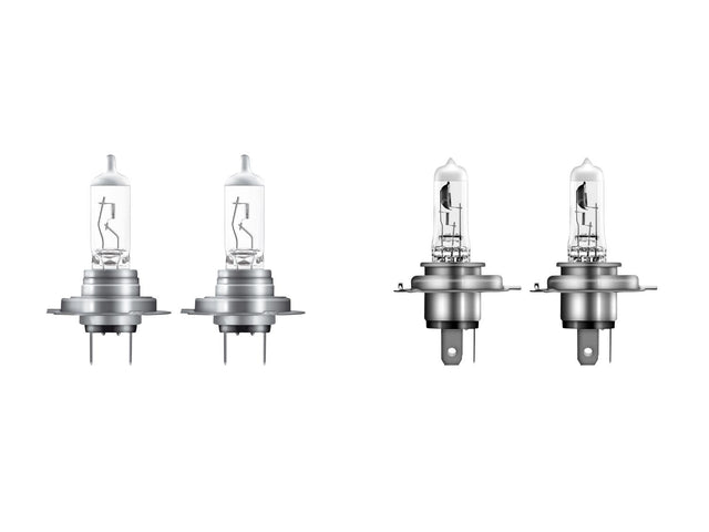 Ampoules halogènes pour phares auto H7 / H4, lot de 2