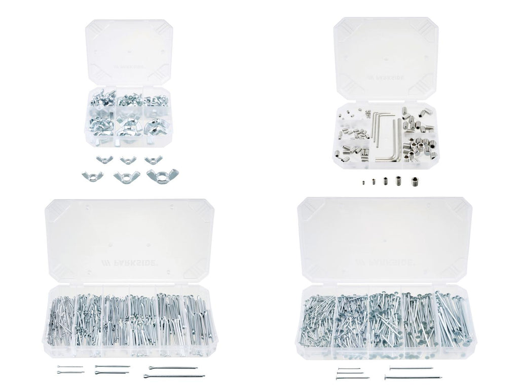 Assortiment d'écrous à oreilles ou de vis sans tête ou de goupilles fendues ou de clous
