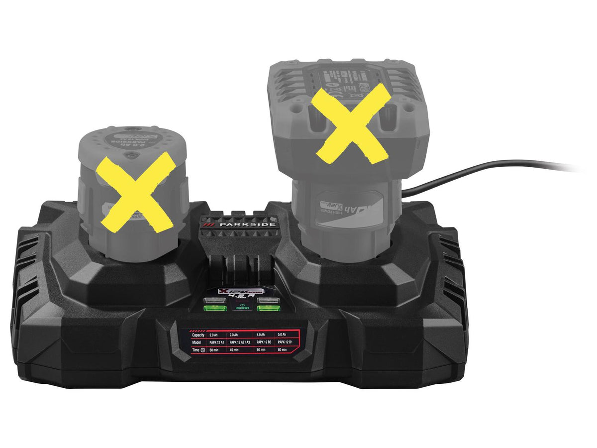 Chargeur de batterie double PDSLK 12 B2, 4,5 A, 12 V