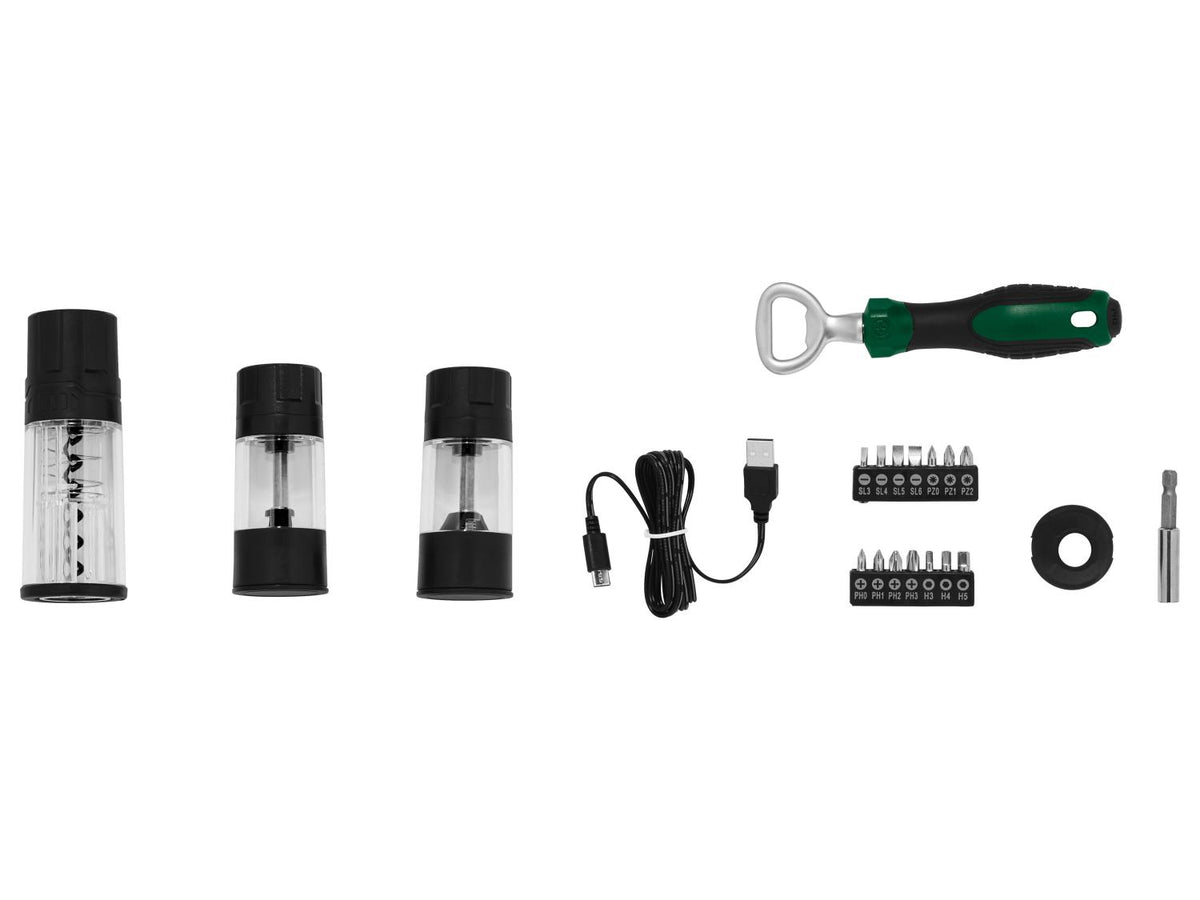 Coffret visseuse sans fil 4 V « PAS 4 D7 » - avec accessoires BBQ, sans bloc d'alimentation USB
