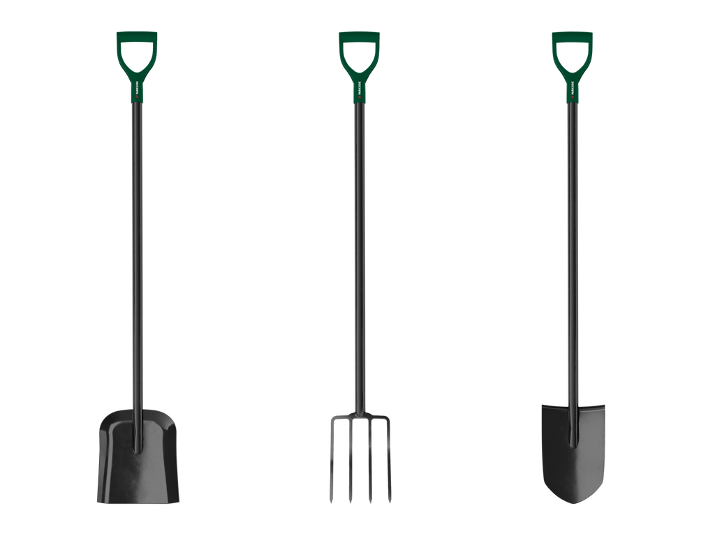 Kit d'outils de jardin : bêche pointue, pelle et fourche à bêcher