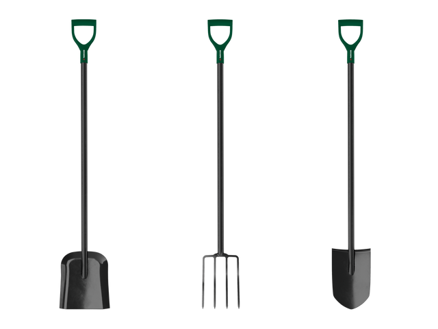 Kit d'outils de jardin : bêche pointue, pelle et fourche à bêcher
