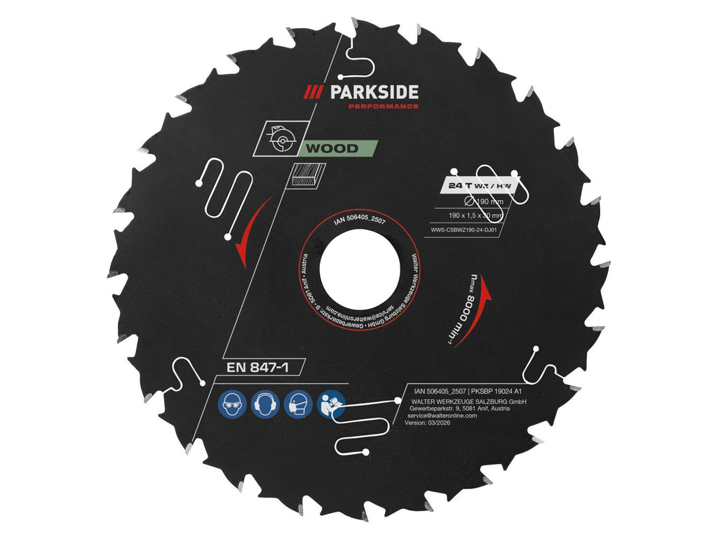 Lame de scie circulaire, Ø 190 mm, 24 dents, 48 dents, 60 dents