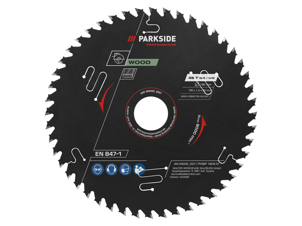 Lame de scie circulaire, Ø 190 mm, 24 dents, 48 dents, 60 dents