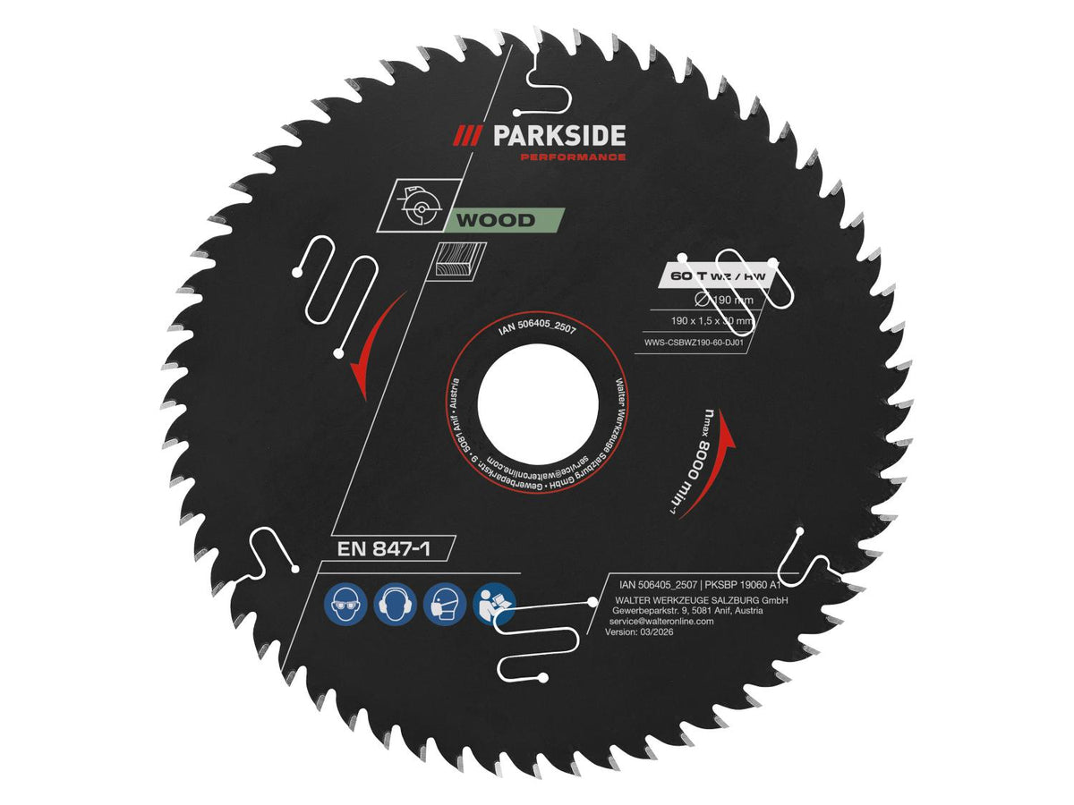 Lame de scie circulaire, Ø 190 mm, 24 dents, 48 dents, 60 dents