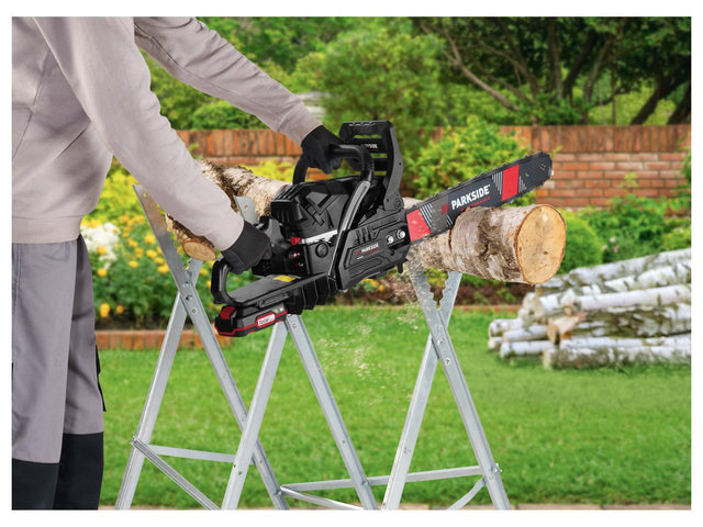 Tronçonneuse à essence avec démarrage électrique PPBKS 56 B2, 56 cm³, 20 V