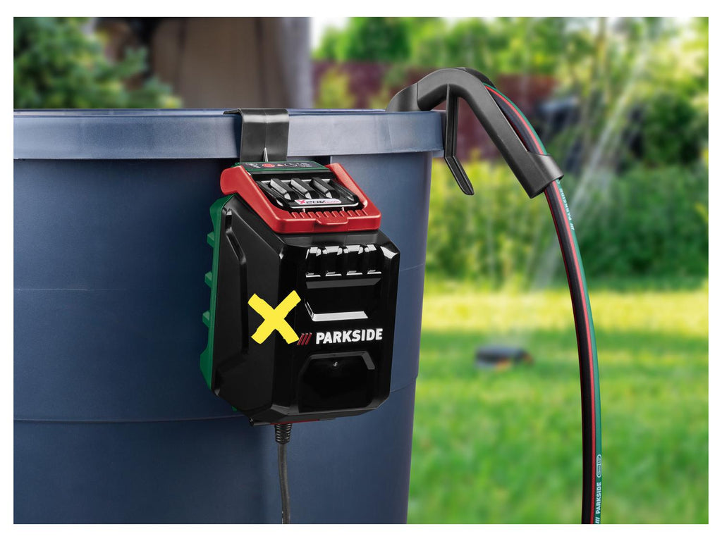 Pompe pour collecteur d’eau de pluie sans fil + batterie + chargeur, 20 V