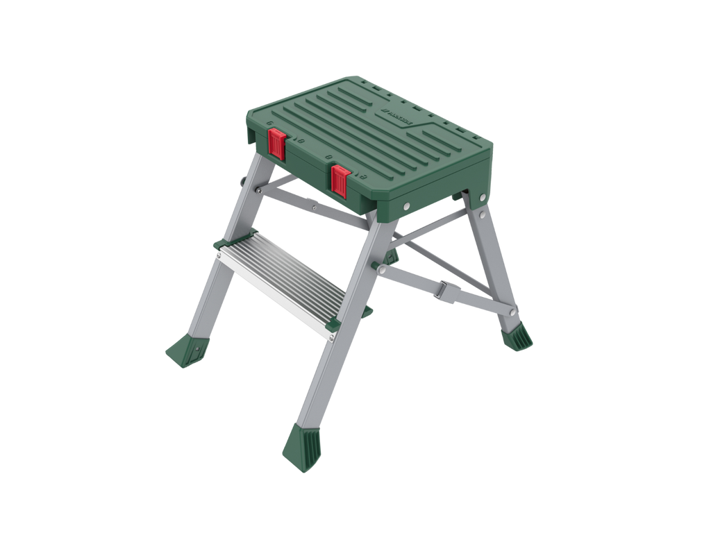 Tabouret d'atelier avec rangement pour outils, 2 niveaux