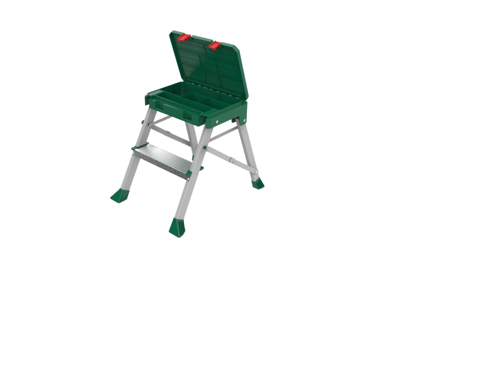 Tabouret d'atelier avec rangement pour outils, 2 niveaux