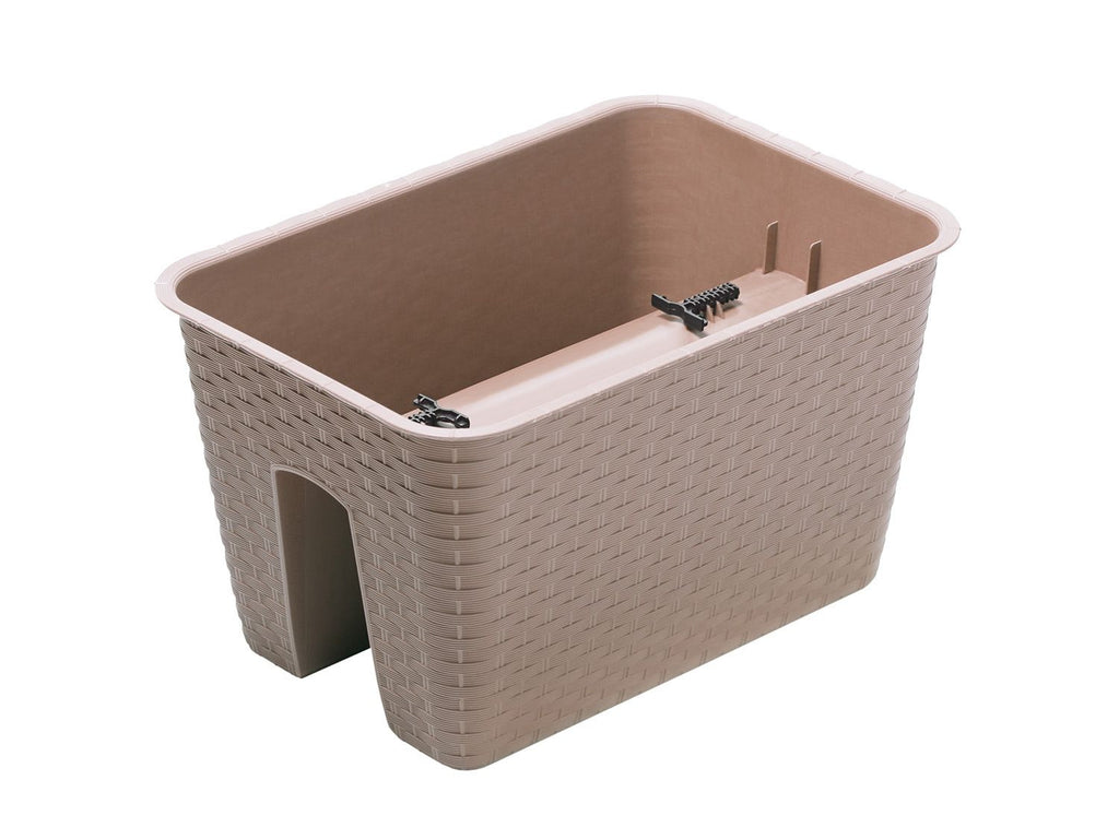 Jardinière de balcon « Ratolla Railing » aspect rotin, lot de 3