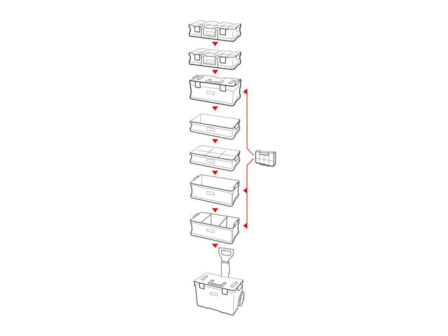 Chariot, Boîte à outils, System TWO Cart Plus Vario + TWO Organizer FLEX 100 Plus + QS TWO Box 100 FLEX