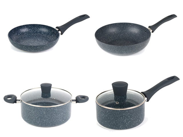 Russell Hobbs Wok, casserole à manche, sauteuse ou casserole, Aluminium Nightfall Collection Blue Marble