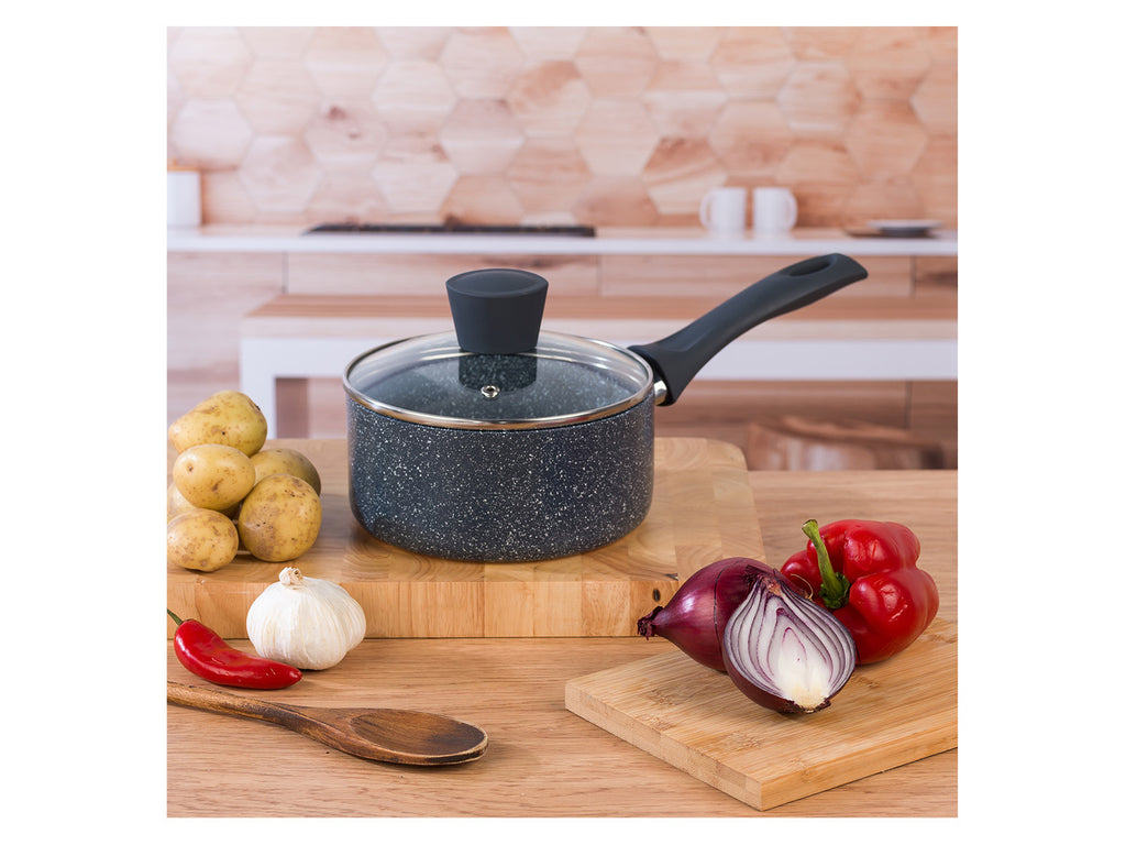 Russell Hobbs Wok, casserole à manche, sauteuse ou casserole, Aluminium Nightfall Collection Blue Marble