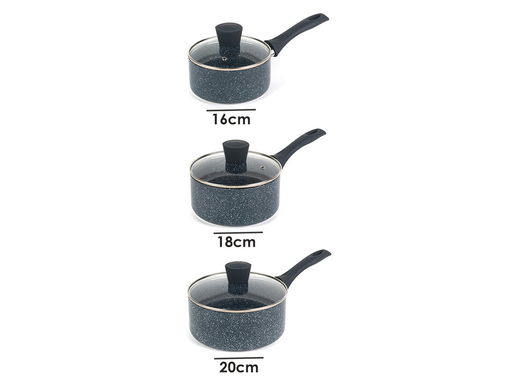 Russell Hobbs Wok, casserole à manche, sauteuse ou casserole, Aluminium Nightfall Collection Blue Marble