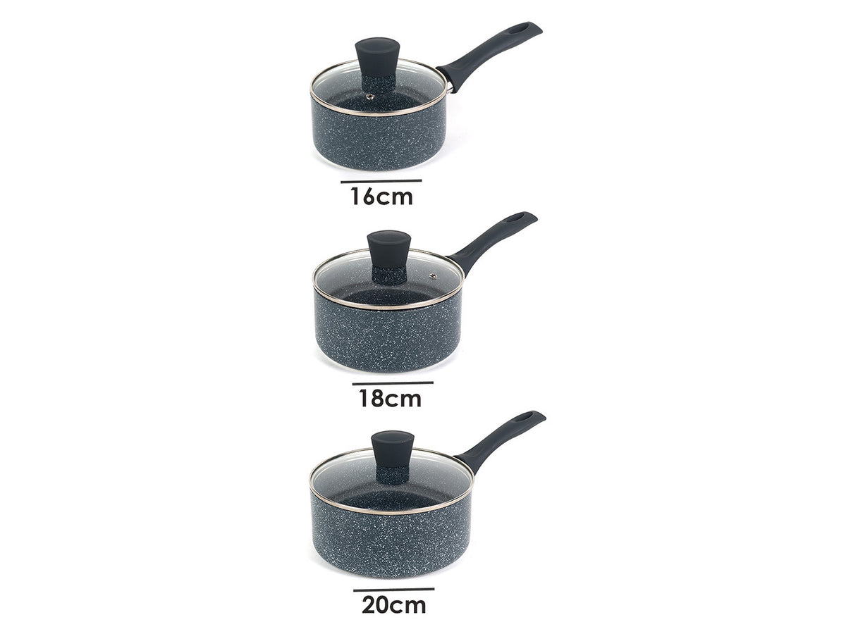 Russell Hobbs Wok, casserole à manche, sauteuse ou casserole, Aluminium Nightfall Collection Blue Marble