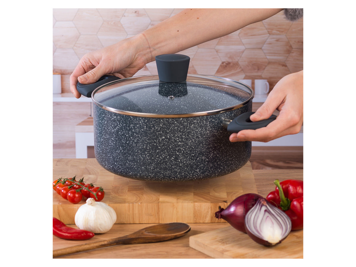 Russell Hobbs Wok, casserole à manche, sauteuse ou casserole, Aluminium Nightfall Collection Blue Marble