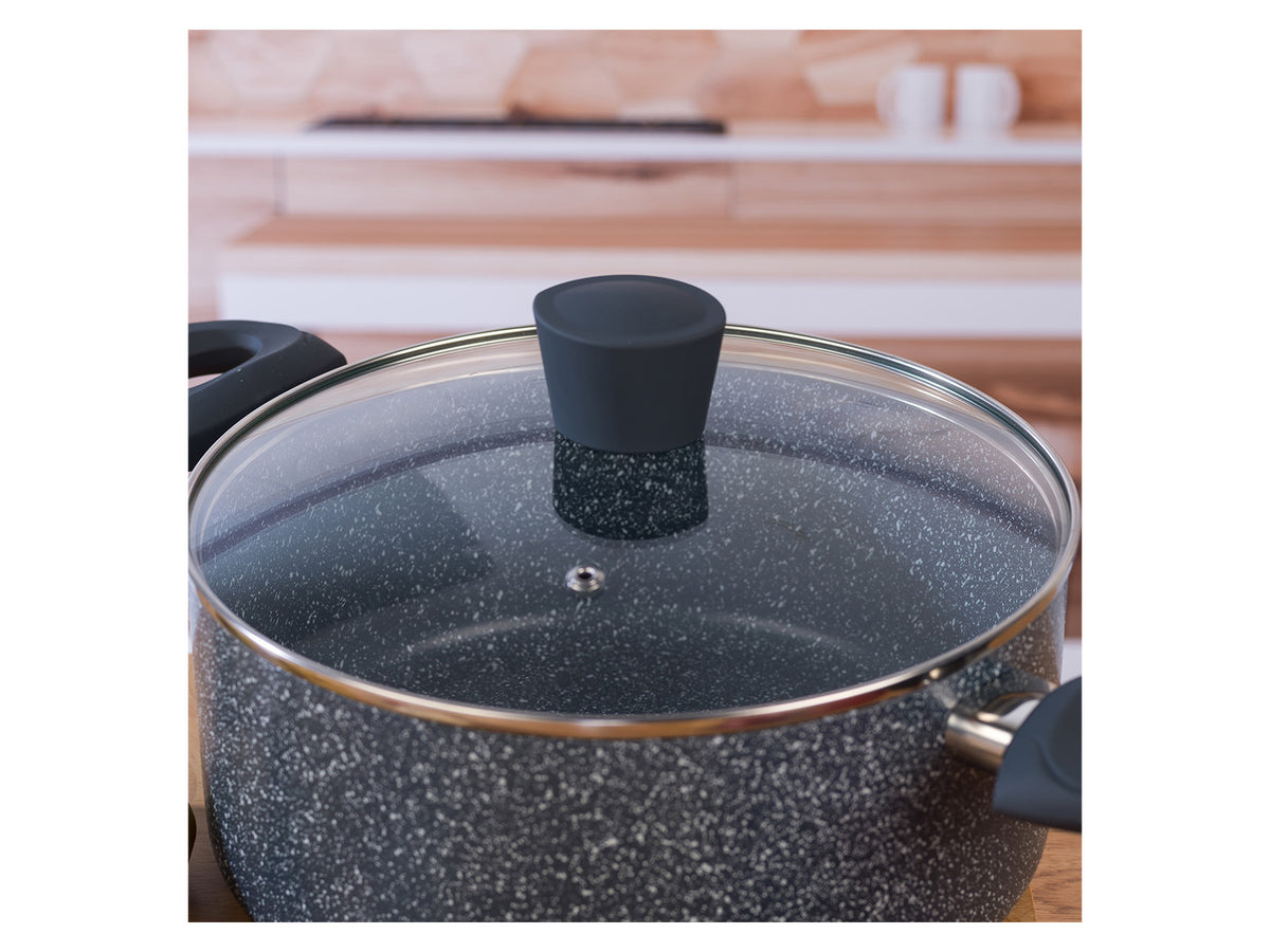 Russell Hobbs Wok, casserole à manche, sauteuse ou casserole, Aluminium Nightfall Collection Blue Marble