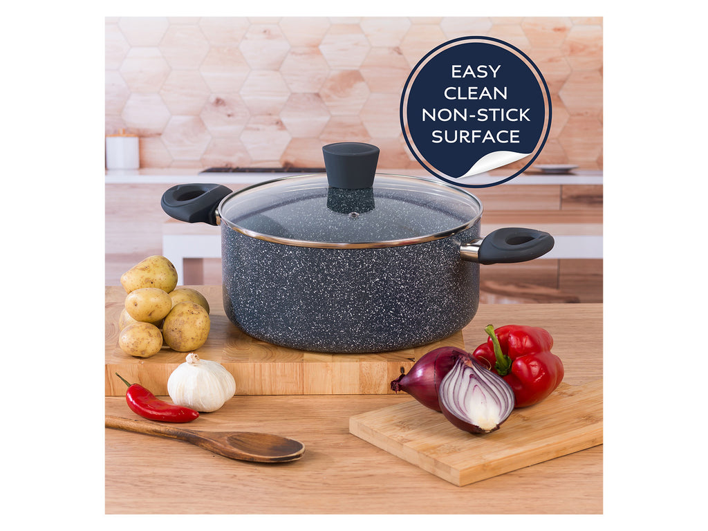 Russell Hobbs Wok, casserole à manche, sauteuse ou casserole, Aluminium Nightfall Collection Blue Marble