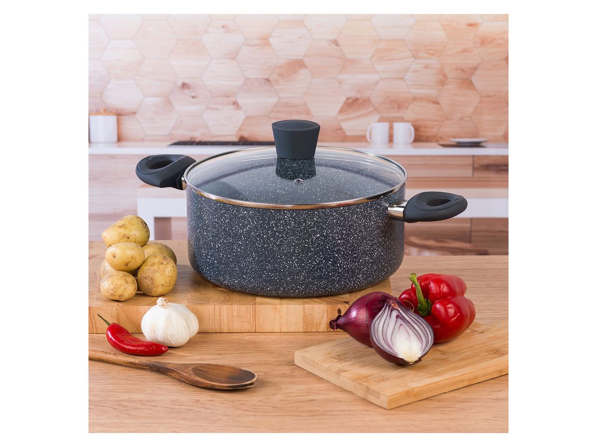Russell Hobbs Wok, casserole à manche, sauteuse ou casserole, Aluminium Nightfall Collection Blue Marble