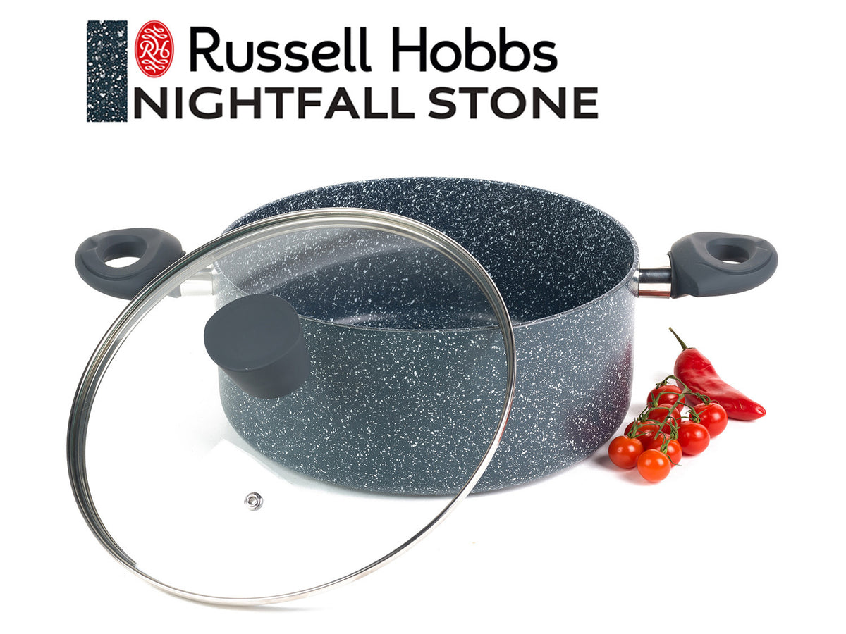 Russell Hobbs Wok, casserole à manche, sauteuse ou casserole, Aluminium Nightfall Collection Blue Marble