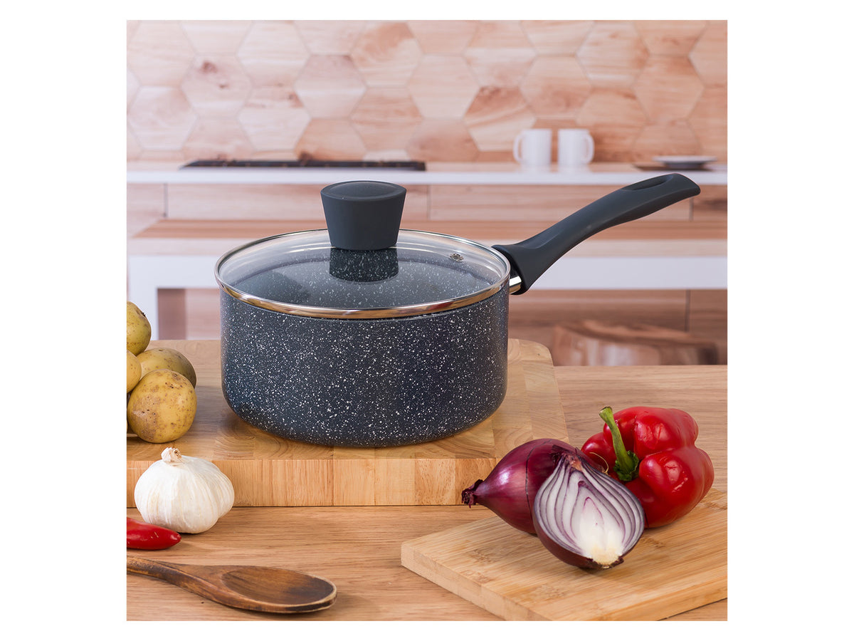 Russell Hobbs Wok, casserole à manche, sauteuse ou casserole, Aluminium Nightfall Collection Blue Marble
