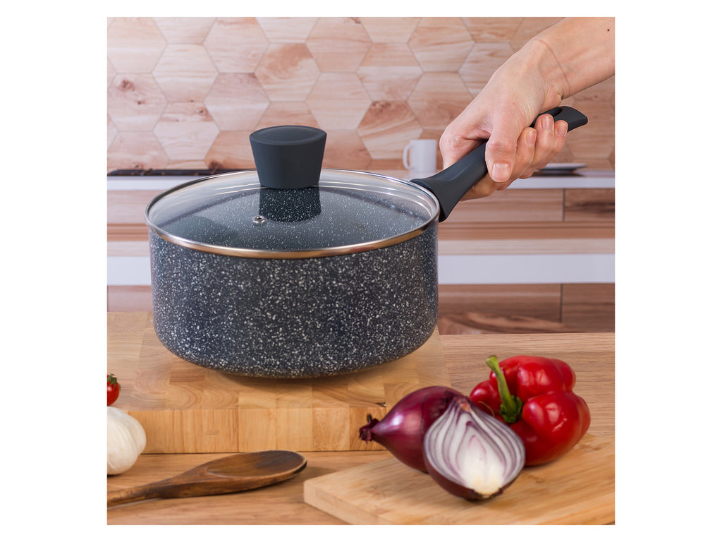 Russell Hobbs Wok, casserole à manche, sauteuse ou casserole, Aluminium Nightfall Collection Blue Marble
