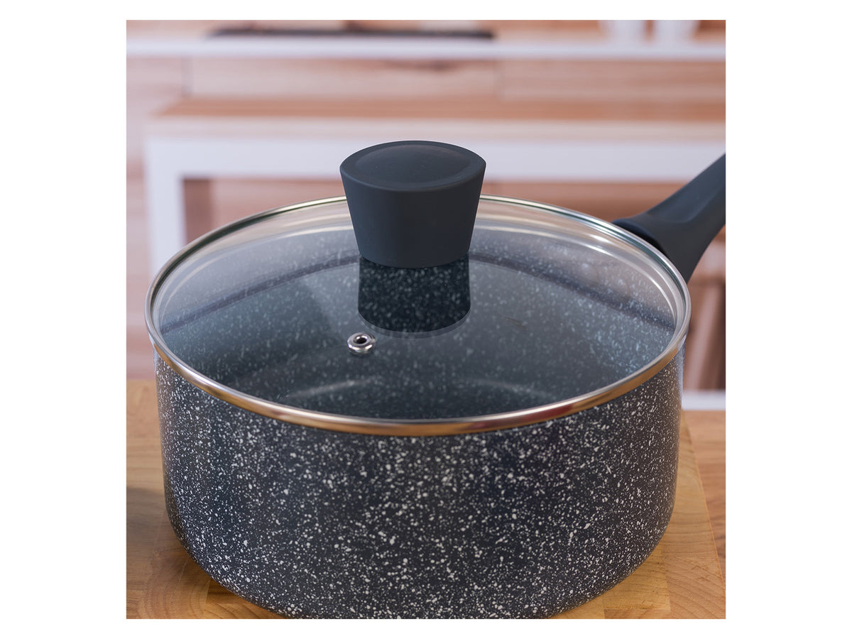 Russell Hobbs Wok, casserole à manche, sauteuse ou casserole, Aluminium Nightfall Collection Blue Marble