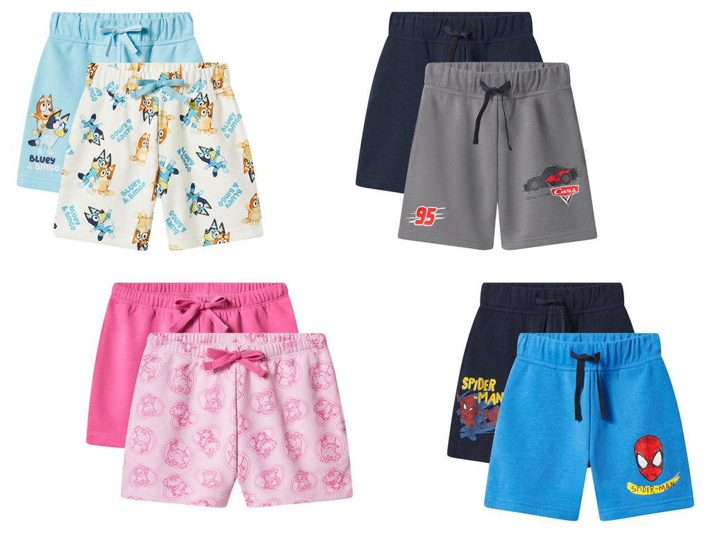 Shorts de survêtement pour enfants »Peppa Pig / Bluey / Spiderman / Cars«, 2 pièces