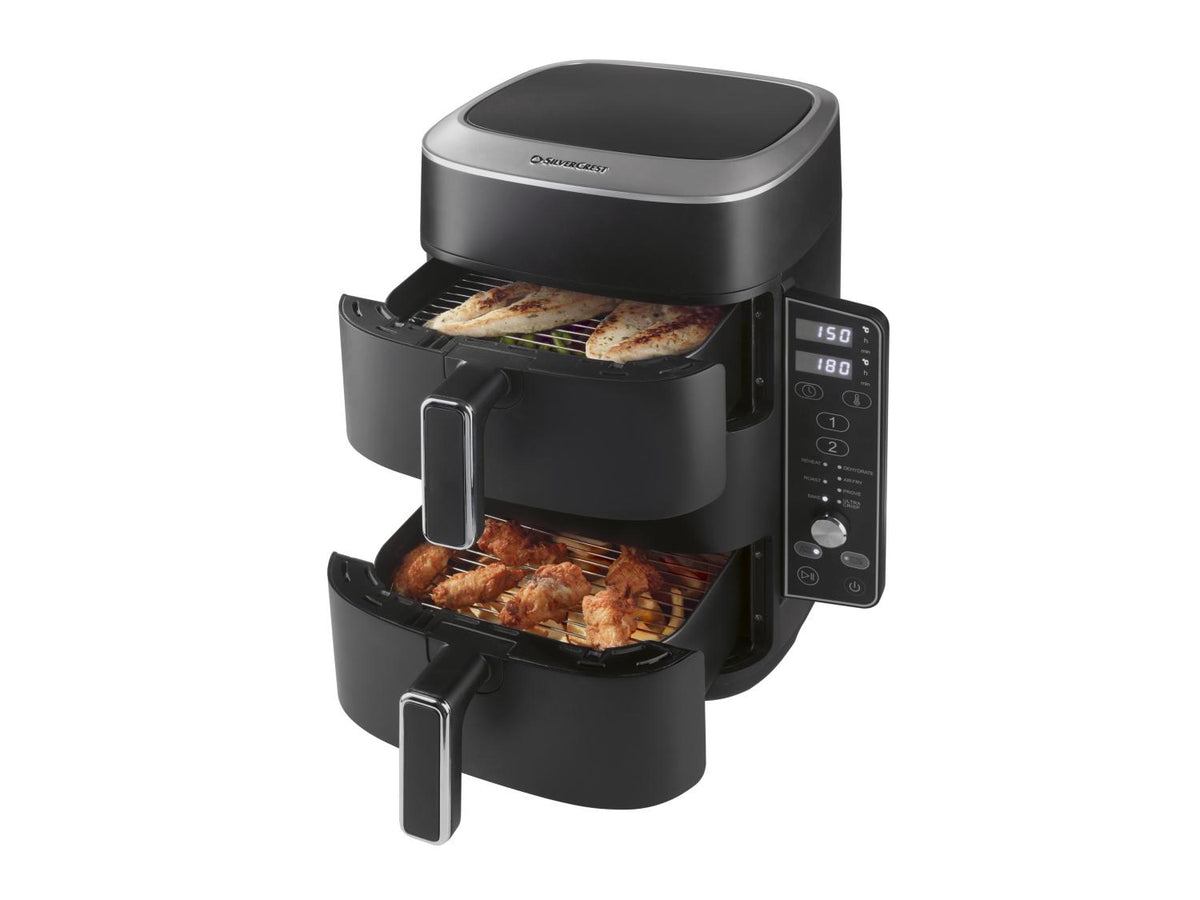 Friteuse à air chaud 2 zones superposées, 9,5 l
