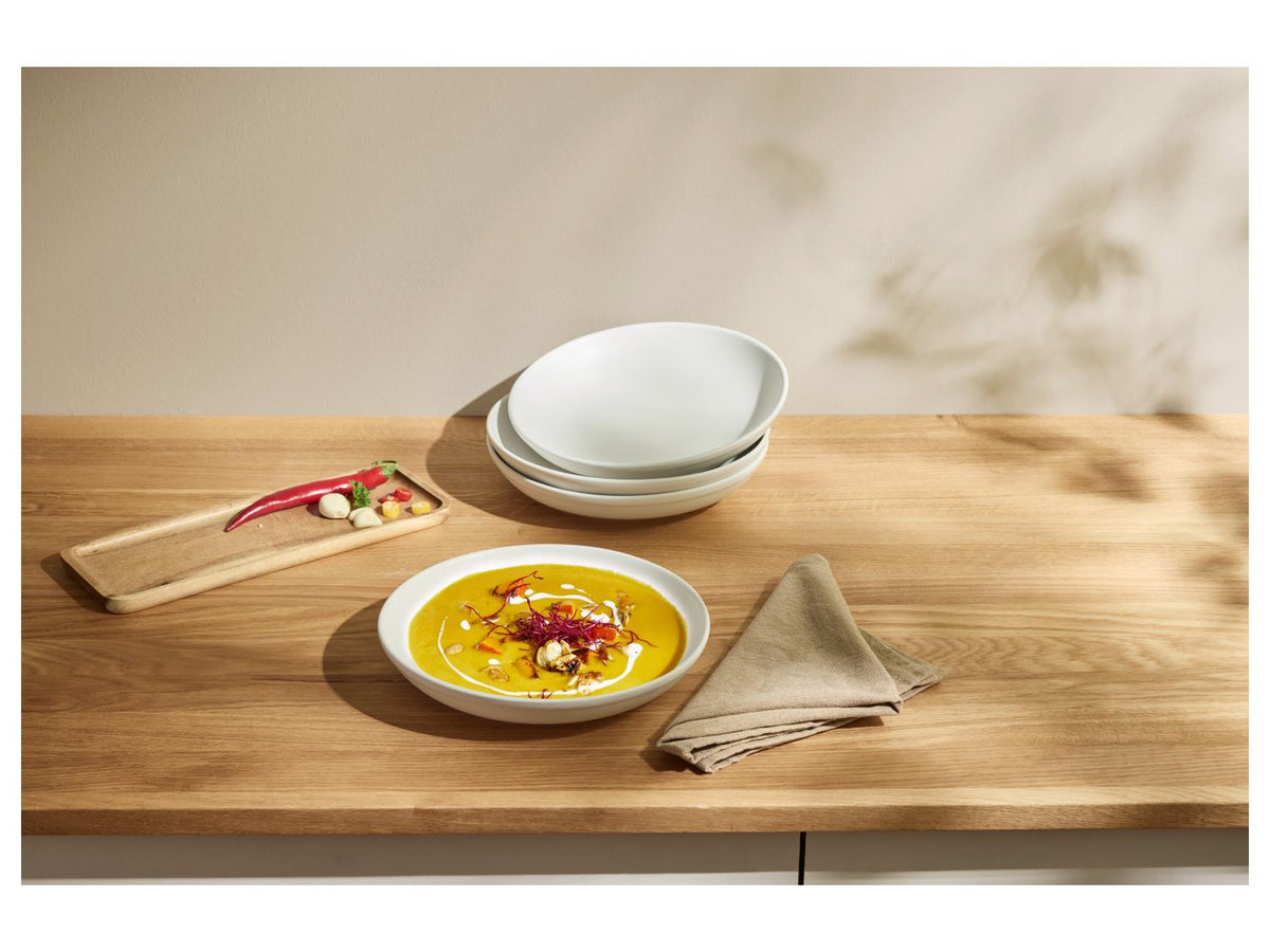 Set d'assiettes plates ou creuses en porcelaine, 4 pièces