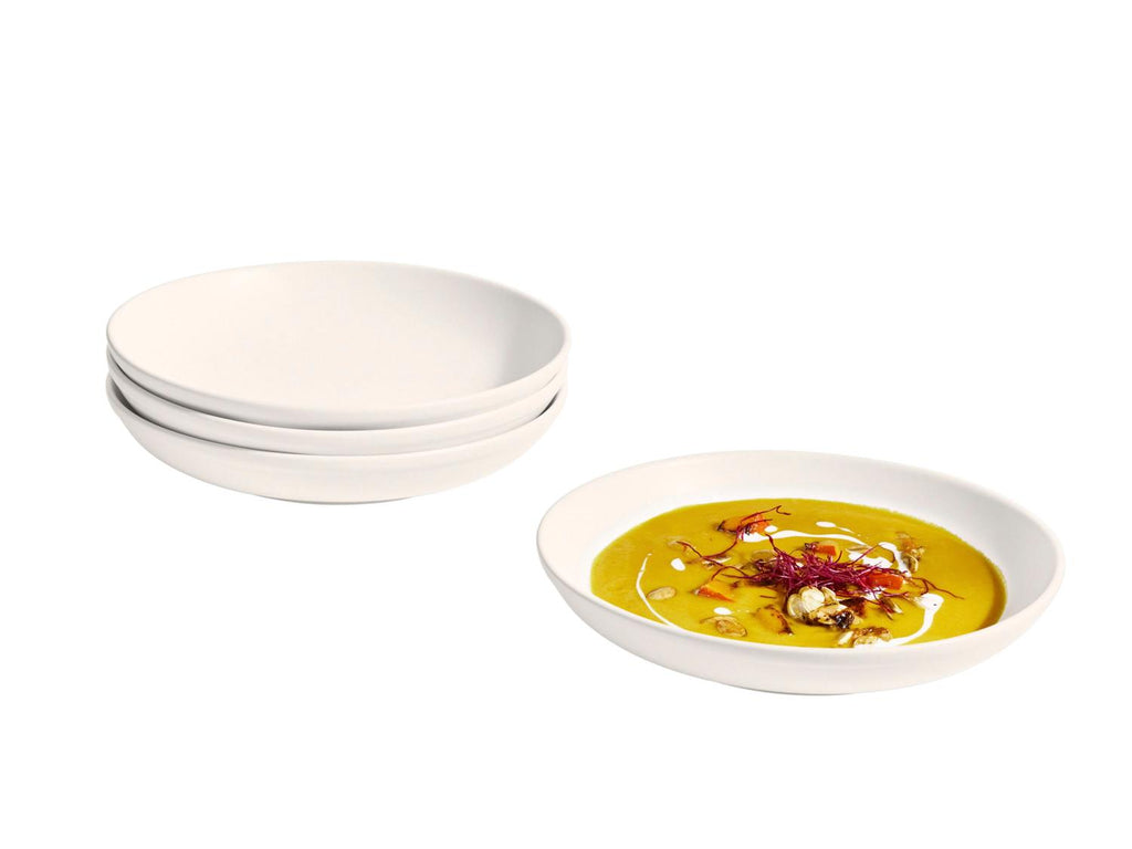 Set d'assiettes plates ou creuses en porcelaine, 4 pièces