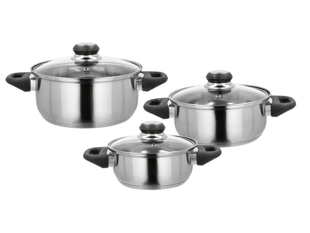 Set de 3 faitouts en acier inoxydable avec couvercle