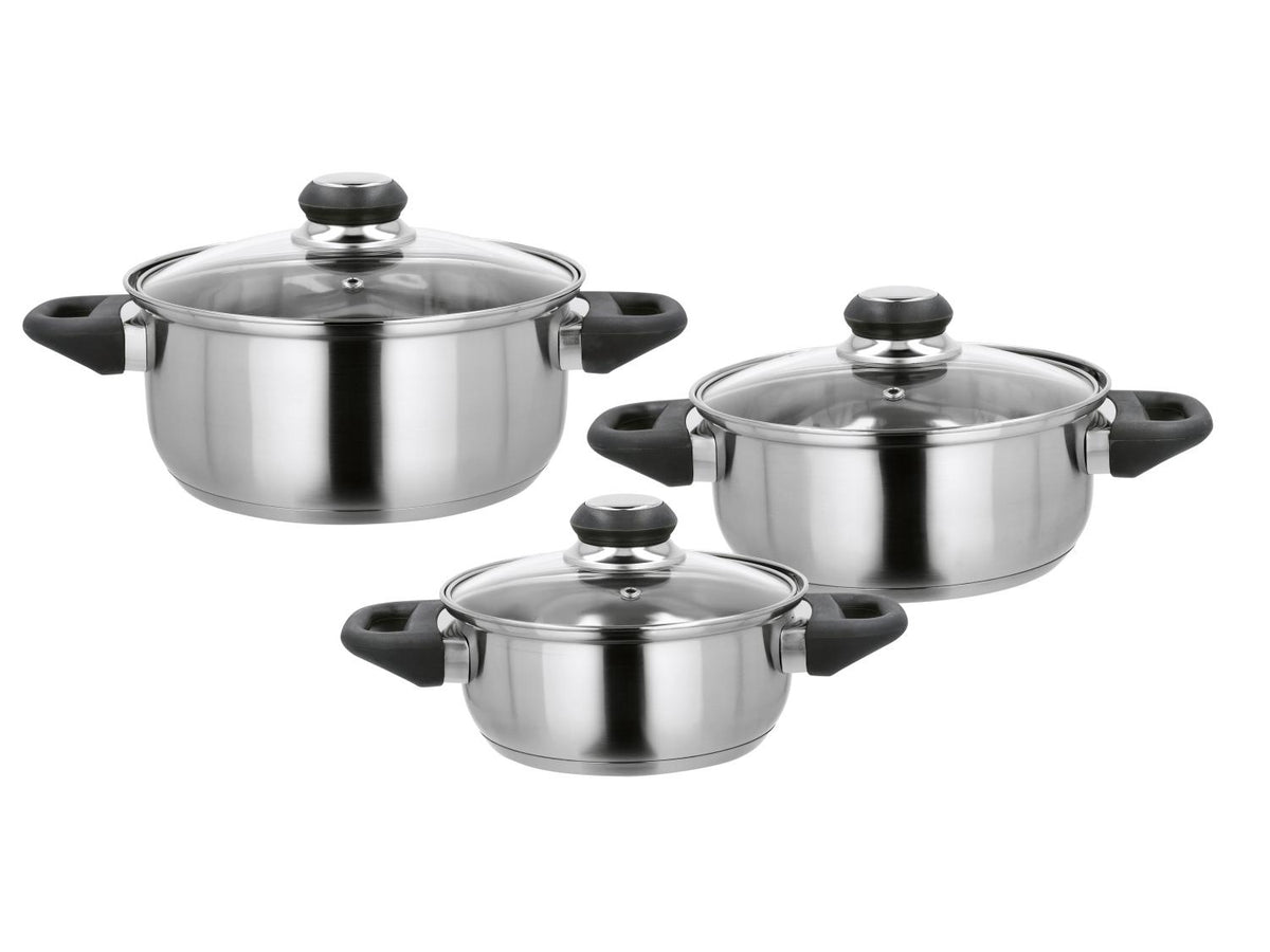 Set de 3 faitouts en acier inoxydable avec couvercle
