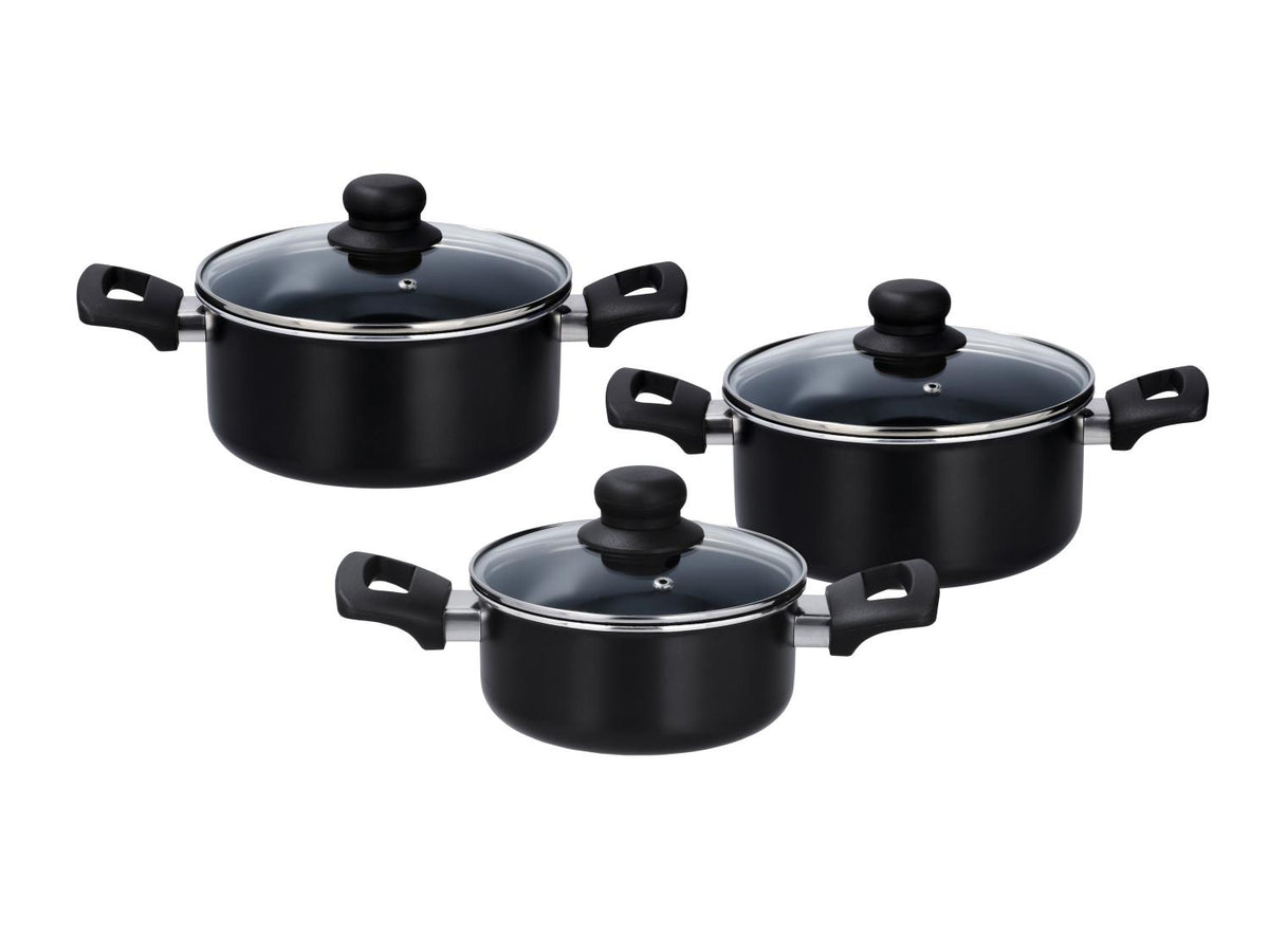 Set de faitouts en aluminium avec couvercles, 3 pièces