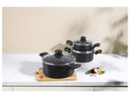 Set de faitouts en aluminium avec couvercles, 3 pièces