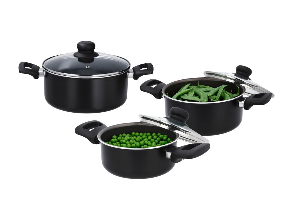 Set de faitouts en aluminium avec couvercles, 3 pièces