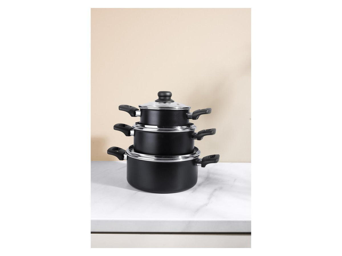 Set de faitouts en aluminium avec couvercles, 3 pièces