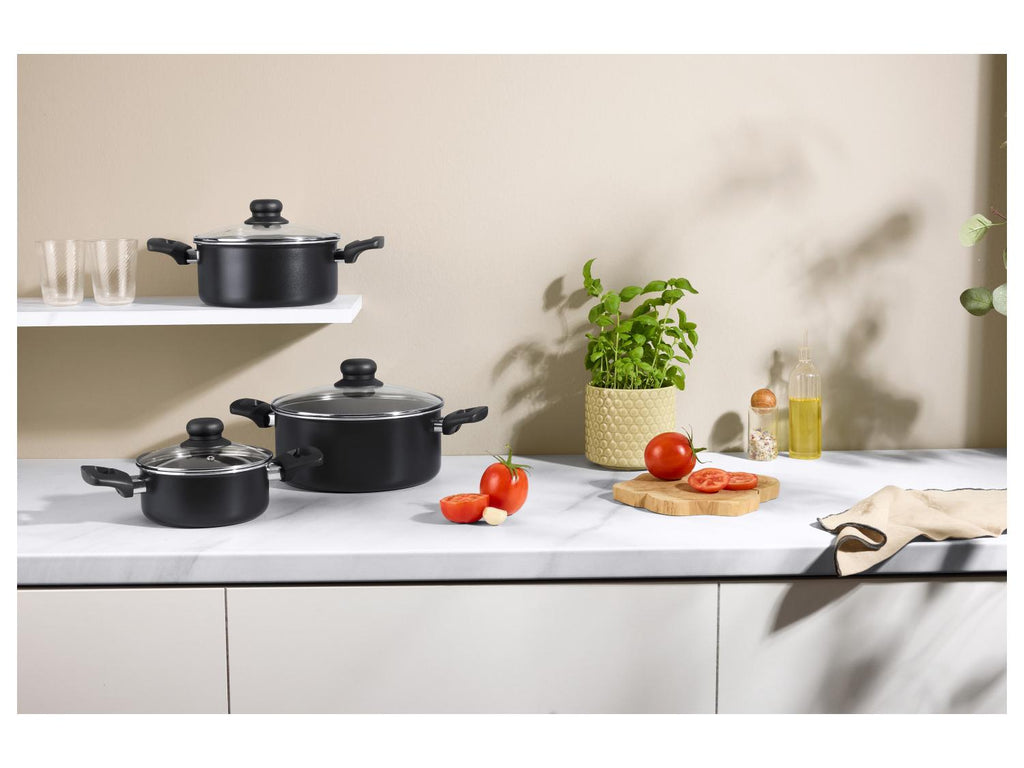 Set de faitouts en aluminium avec couvercles, 3 pièces