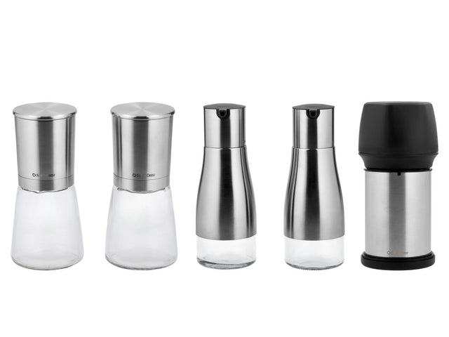 Set de moulins à sel et à poivre ou Set de distributeurs à huile et à vinaigre ou Râpe