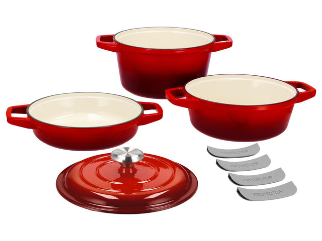 Set de récipients de cuisson en fonte Premium, 1,9 L / 2,9 L / 4,2 L