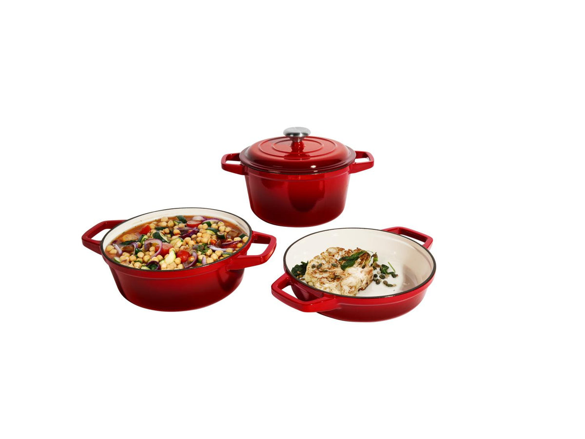 Set de récipients de cuisson en fonte Premium, 1,9 L / 2,9 L / 4,2 L