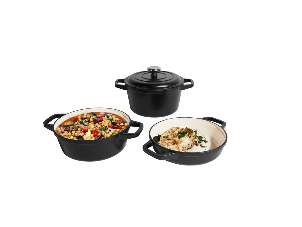 Set de récipients de cuisson en fonte Premium, 1,9 L / 2,9 L / 4,2 L