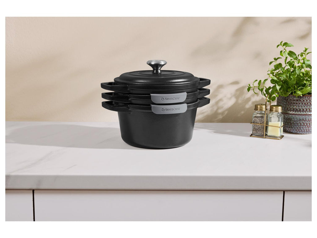 Set de récipients de cuisson en fonte Premium, 1,9 L / 2,9 L / 4,2 L