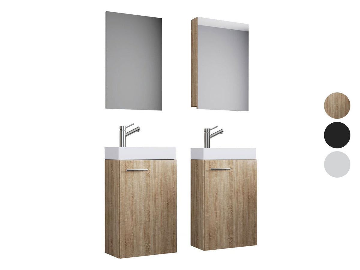 Set d'armoire à glace ou miroir et meuble sous vasque avec lavabo Slito, pour salle de bain